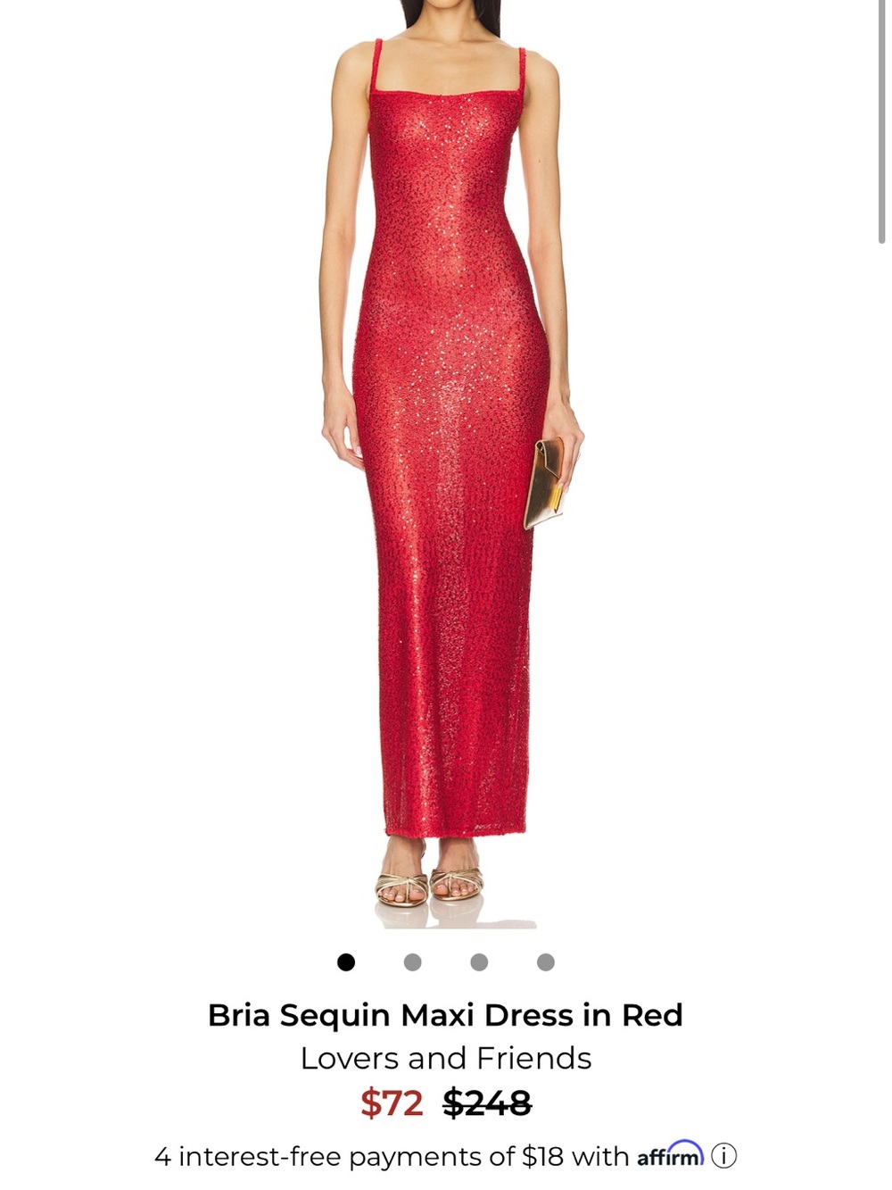 Lovers + Friends Red Sequin Square Neck Maxi Dress